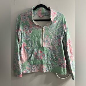 Lilly Pulitzer Skipper Popover Sweatshirt minty fresh fansea coral UPF 50+